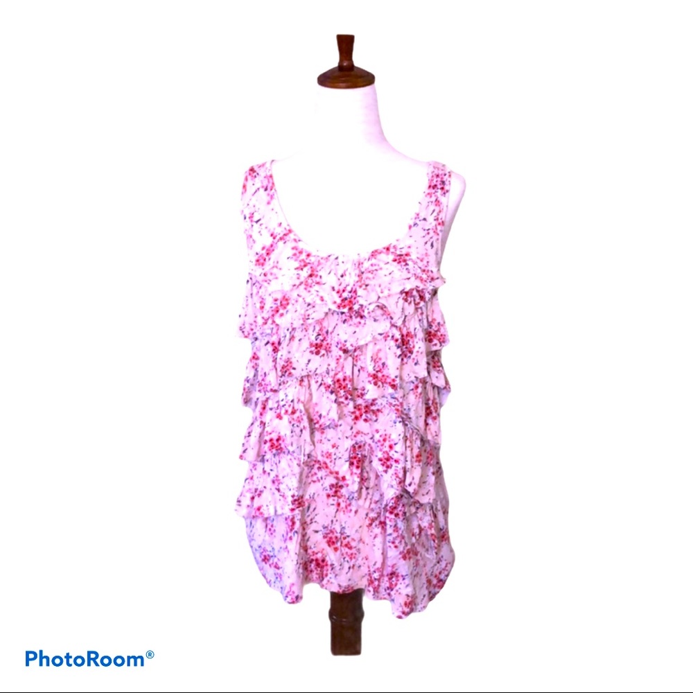 Cottagecore Ruffle Pink Cotton‎ Crochet Floral XL